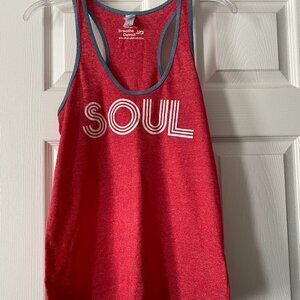 Retro Soul Yoga Workout Ringer Tank Eco Jersey - Breathe In Detroit - Size S